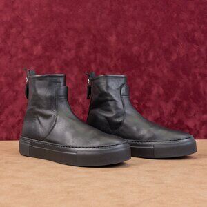AGL Women Back Zip Black Leather High Top Ankle Boots size 8.5US EUR 38.5